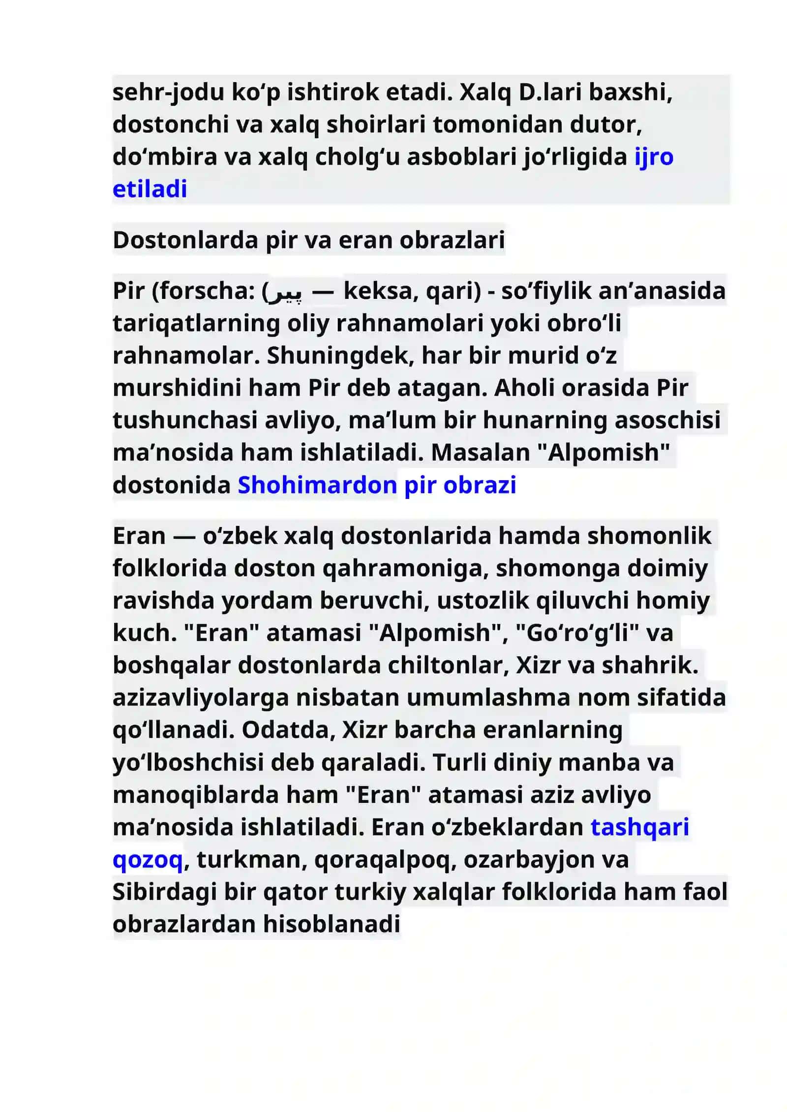 Dostonlar tasnifoti masalasi 2