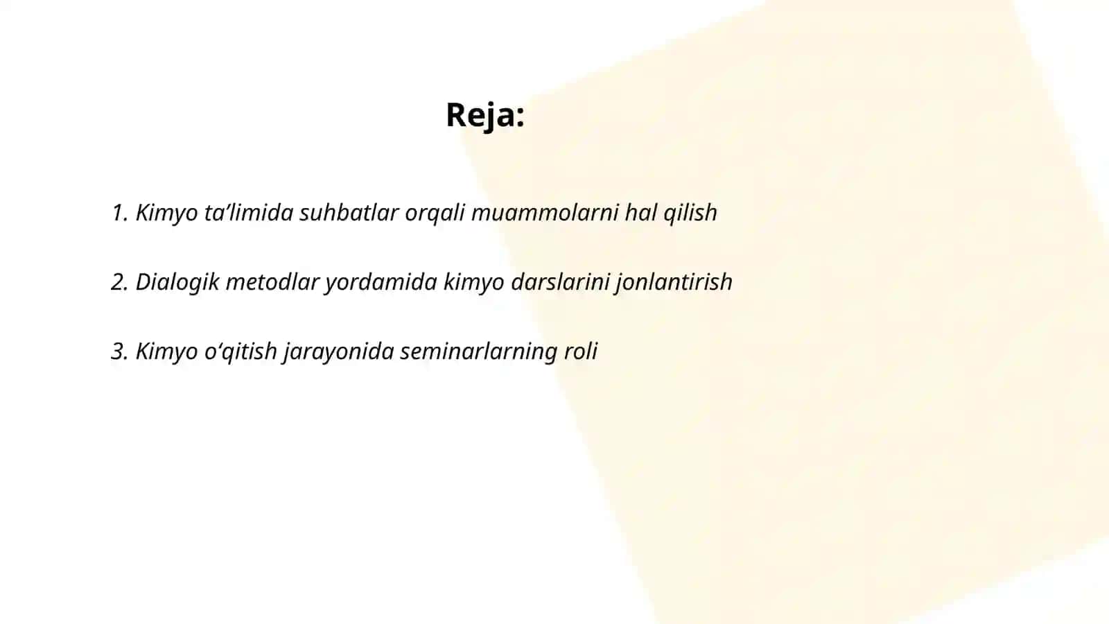 Kimyo oʻqitishda dialogik metodlar, suhbatlar, seminarlar, disput 2