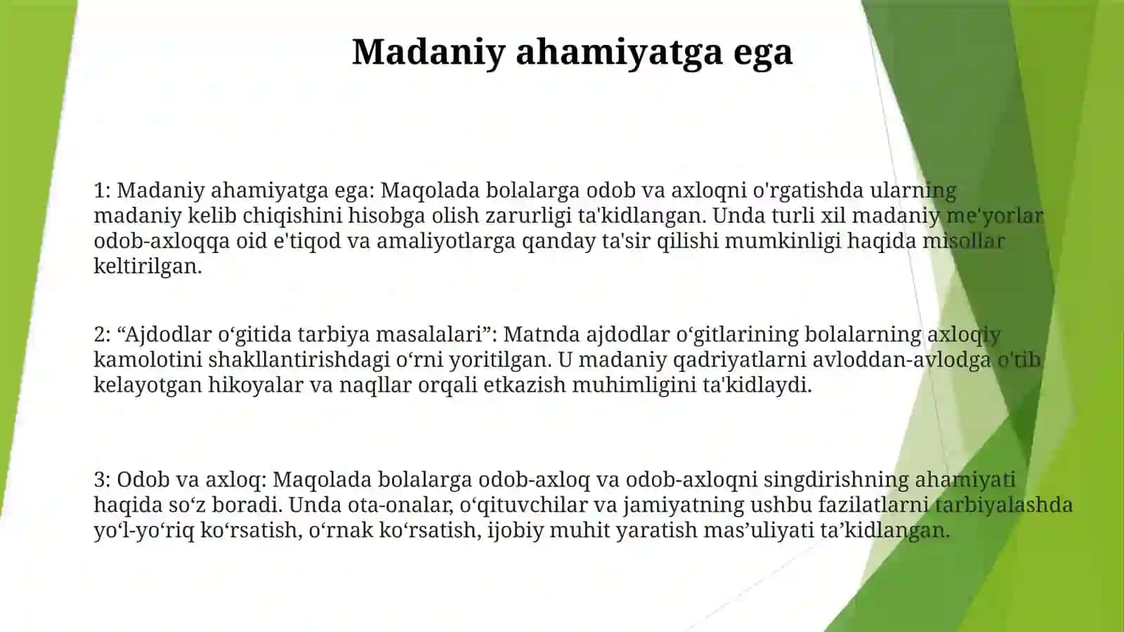 Ajdodlar O'Gitida Tarbiya Masalasi 2