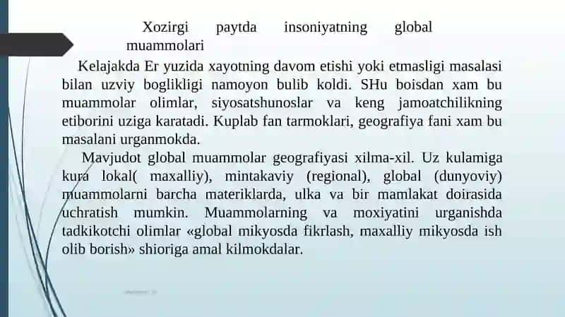 Global muammolar tushunchasi va mazmuni 2