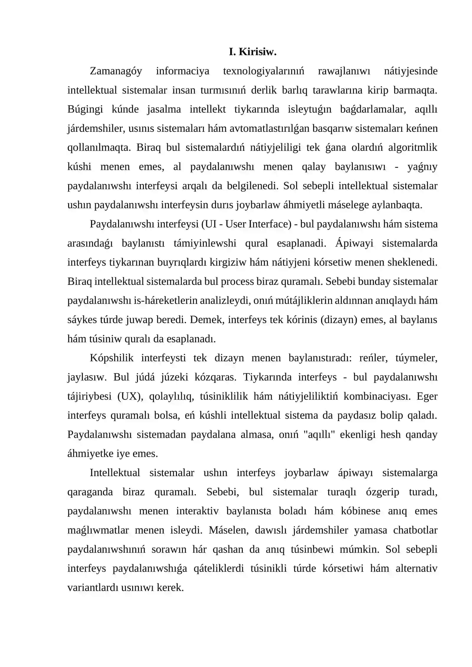 Intellektual sistemalarda paydalanıwshı interfeysi 2