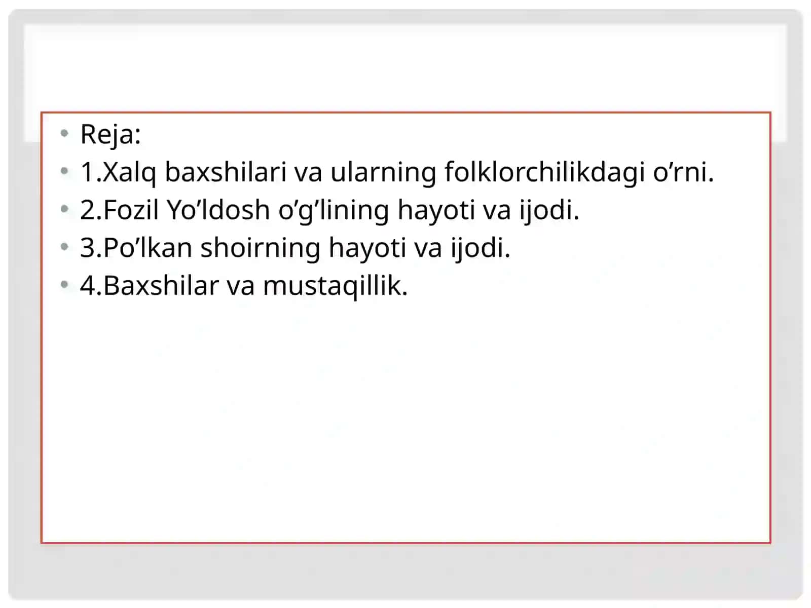 Mavzu: FOZIL YO’LDOSHo’g’livaPO’LKANshoirijodi 2