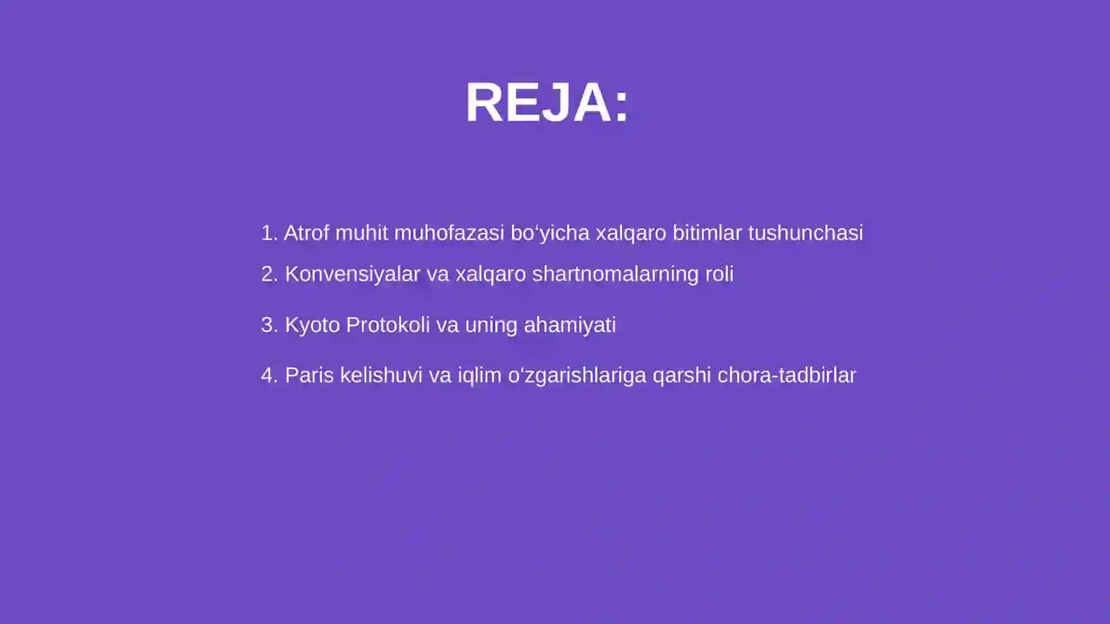 Atrof muhit muhofazasi bo‘yicha xalqaro bitimlar va konvensiyalar 2
