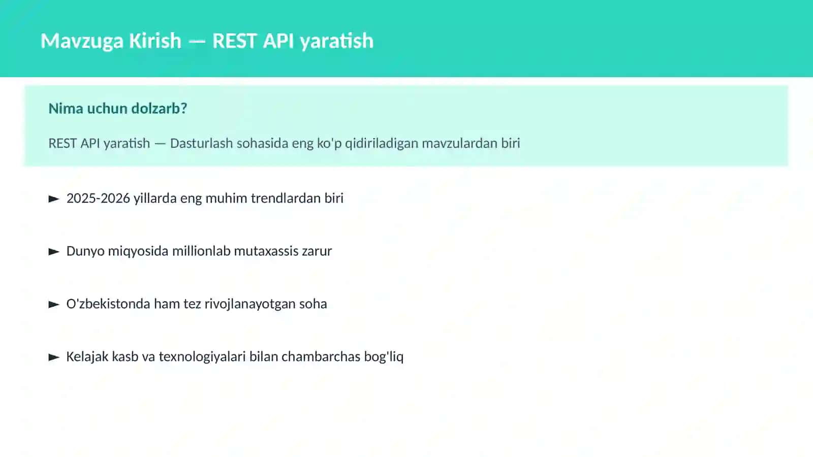 REST API yaratish 2