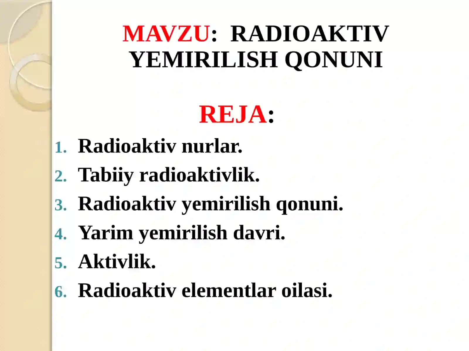 Radioaktiv Yemirilish Qonuni 2