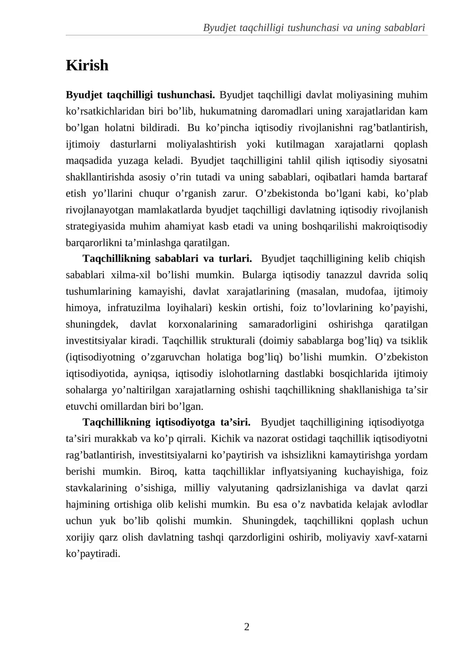 Byudjet taqchilligi tushunchasi 2