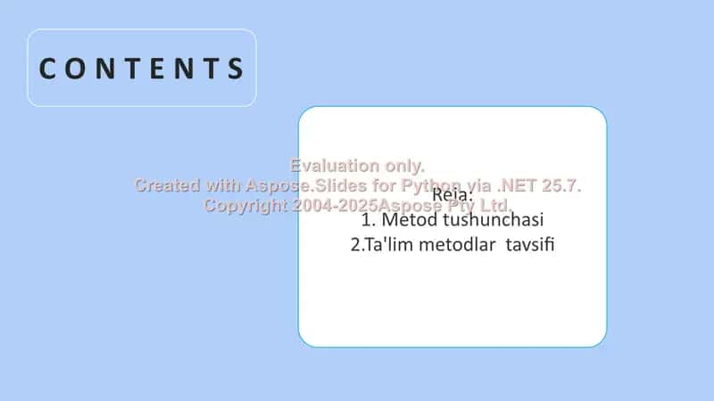 Ta'lim metodlari va vositalari 2