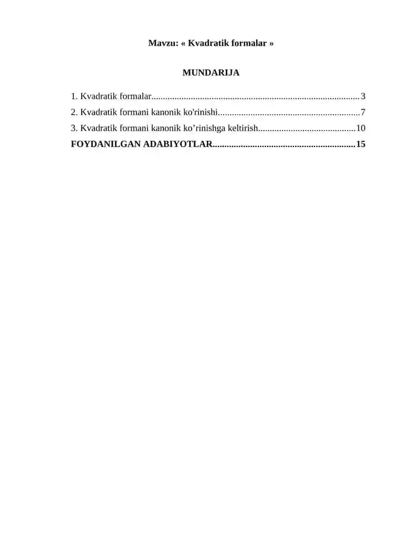 Kvadratik formalar 2