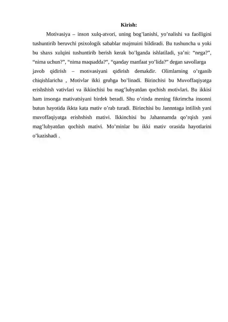 Motivatsiya va O'zgarish 2