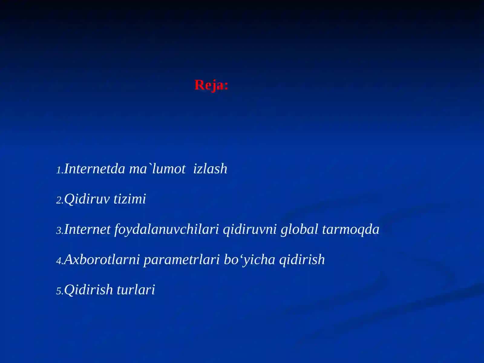Internet tarmoqlarida axborot makoni. Elektron pochtalar bilan ishlash. 2