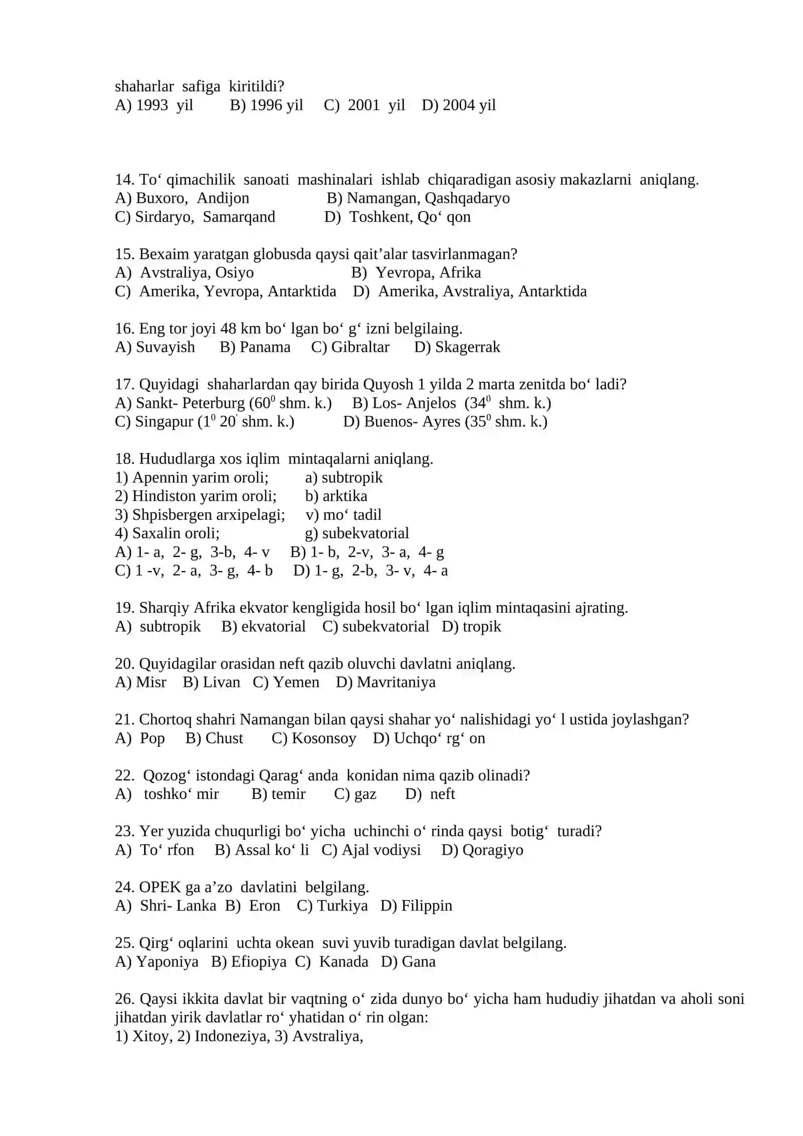 GEOGRAFIYA (Test) 2