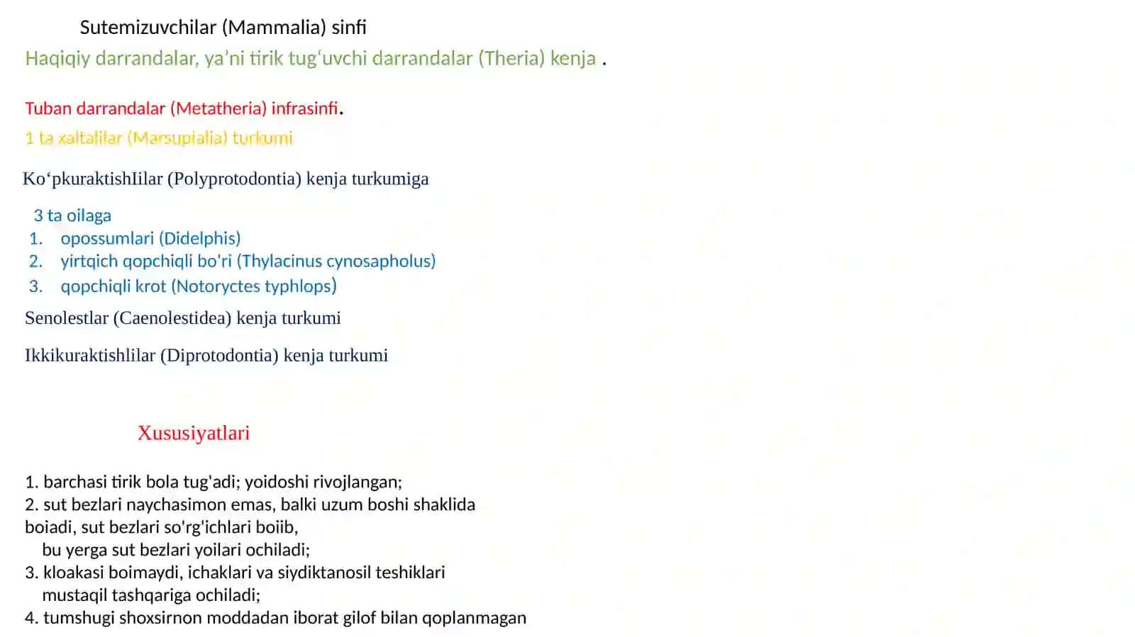 Sutemizuvchilar(Mammalia)sinfi 2