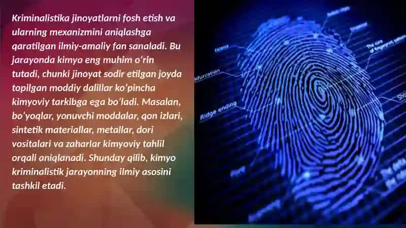Kriminalistikada kimyoning oʻrni. 2