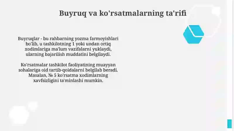 Buyruqlar va ko'rsatmalar: Asosiy tushunchalar 2