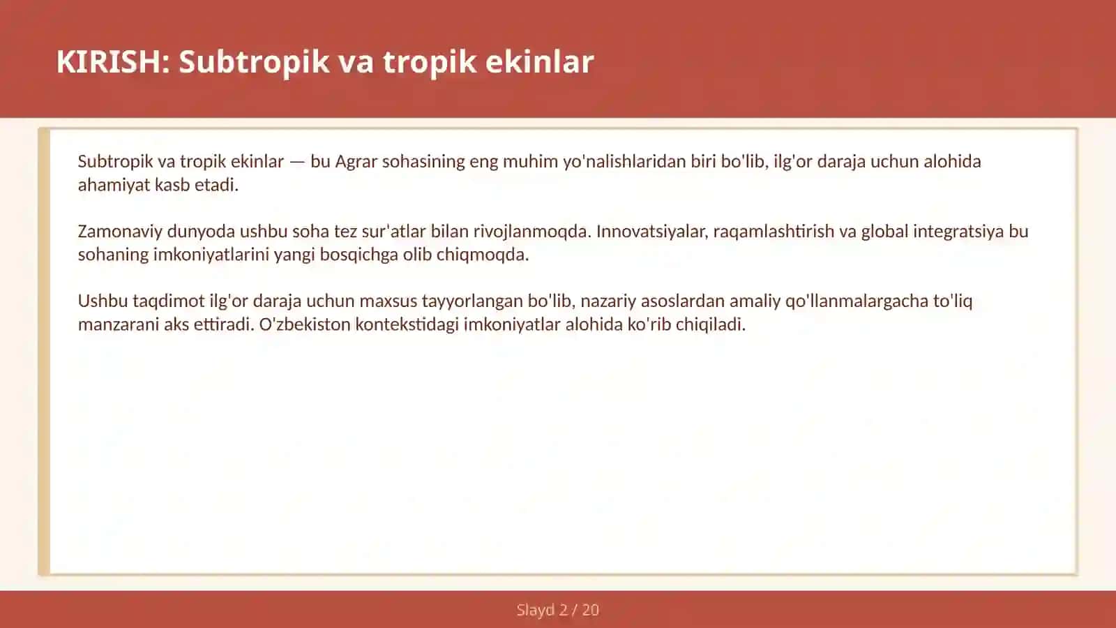 SUBTROPIK VA TROPIK EKINLAR 2