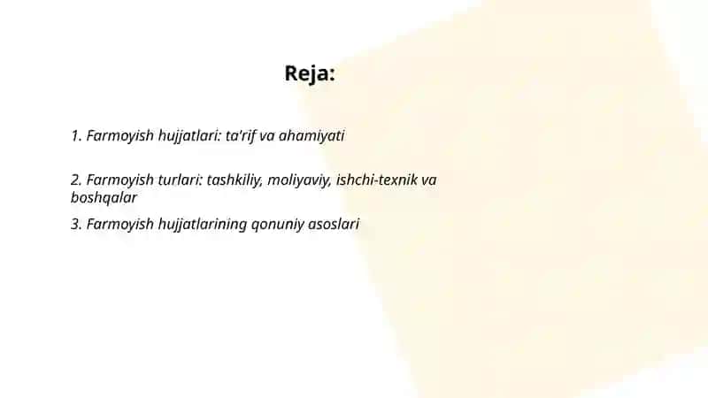 Farmoyish hujjatlari 2