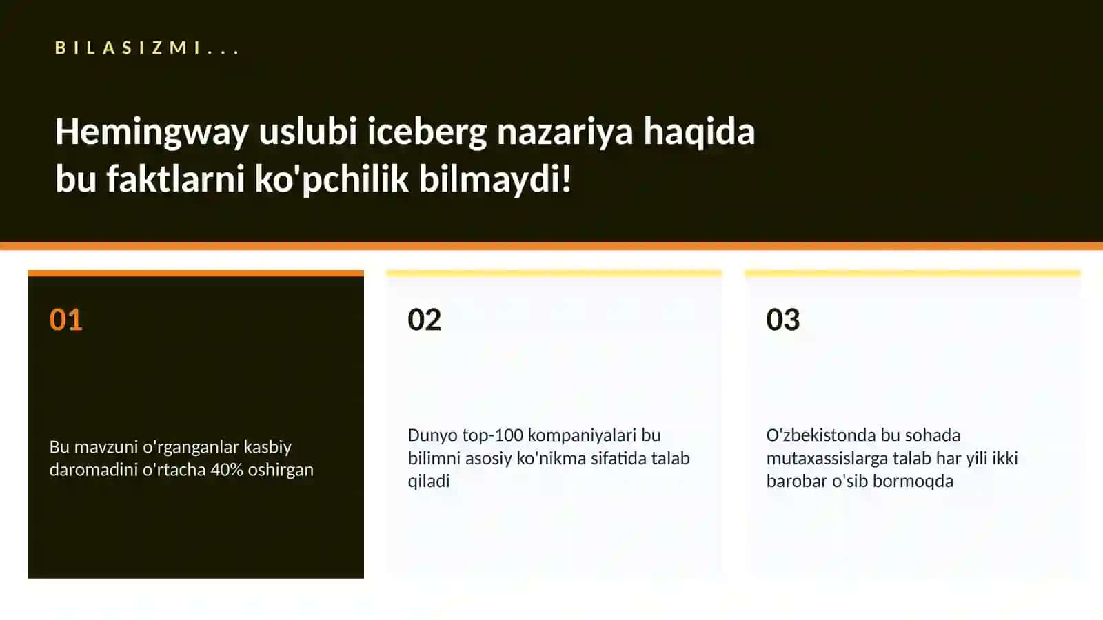 Hemingway uslubi iceberg nazariya 2