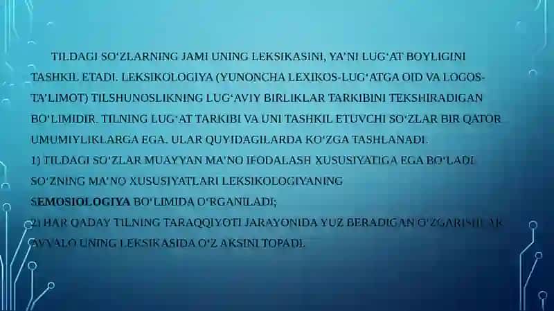 O‘zbektilining leksik qatlamlari 2