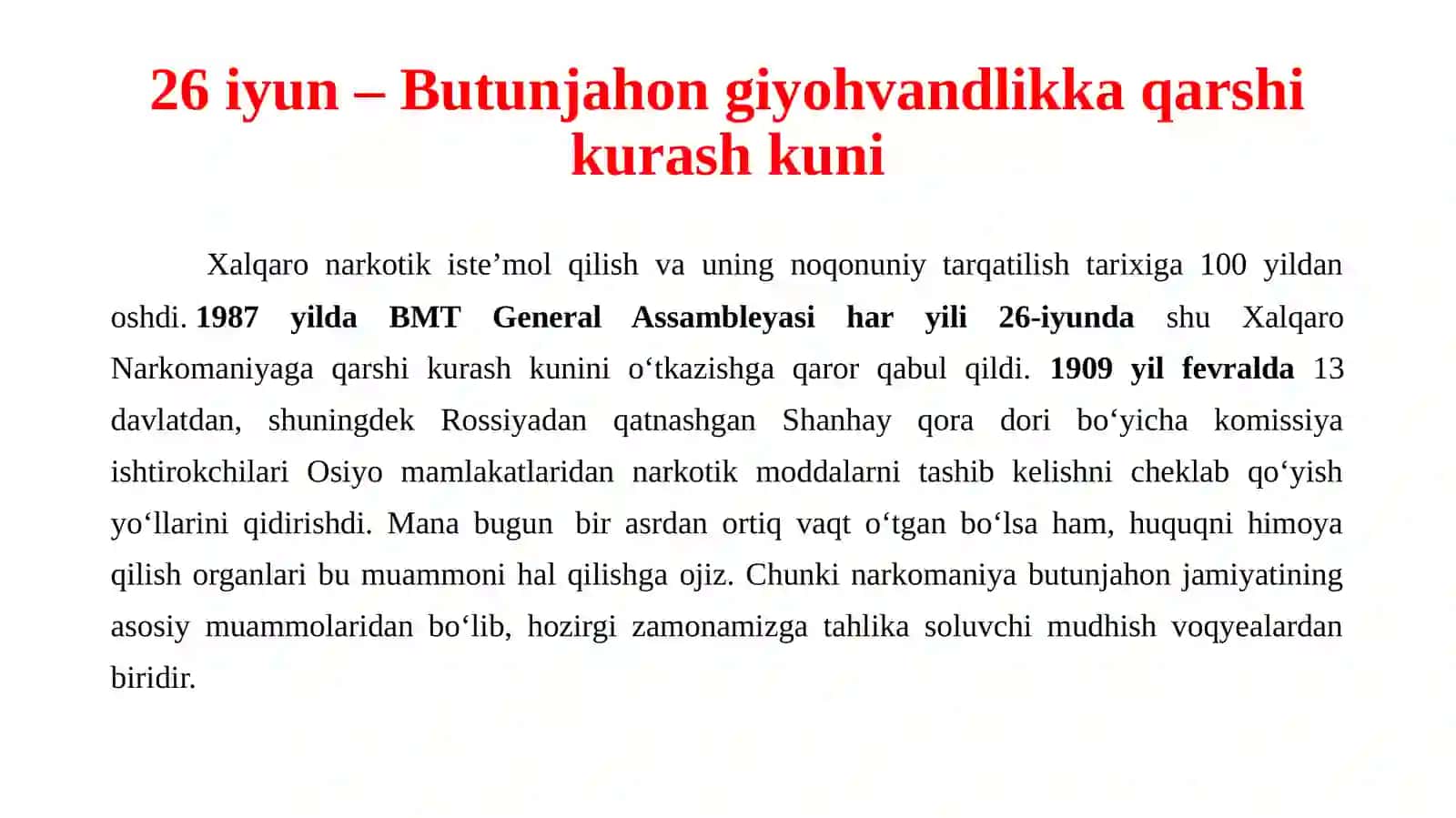 Xalqaro Narkomaniya va Yingi Noslari 2