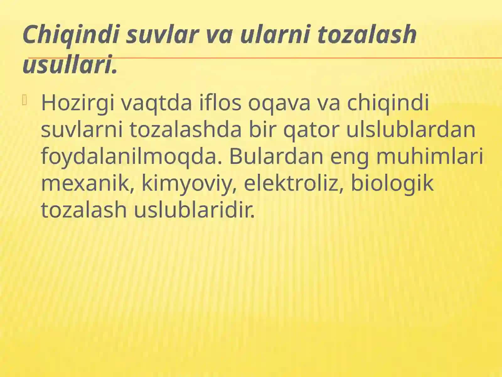 Chiqindi suvlar va ularni tozalash usullari 2