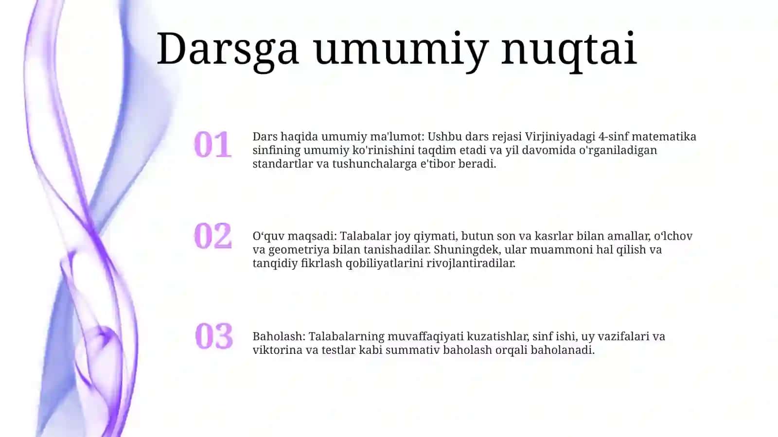 1 Va 4-Sinf Matematika Dars Tahlili 2