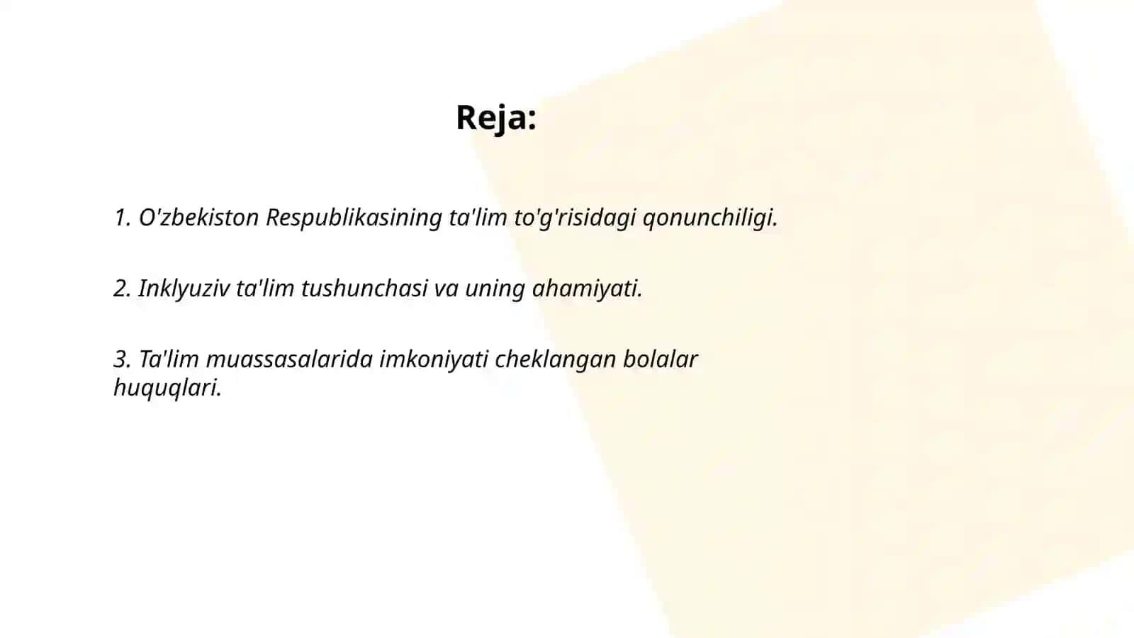 O'zbekiston Respublikasida inklyuziv ta'limni qo'llab-quvvatlashning xuquqiy asoslari va amaliy tajribalar 2