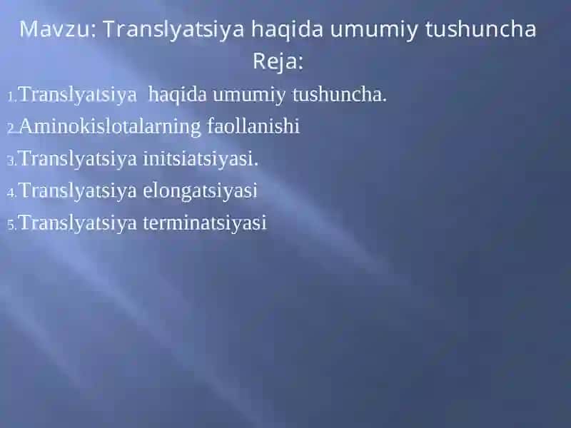 Translyatsiya Haqida Umumiy Tushuncha 2