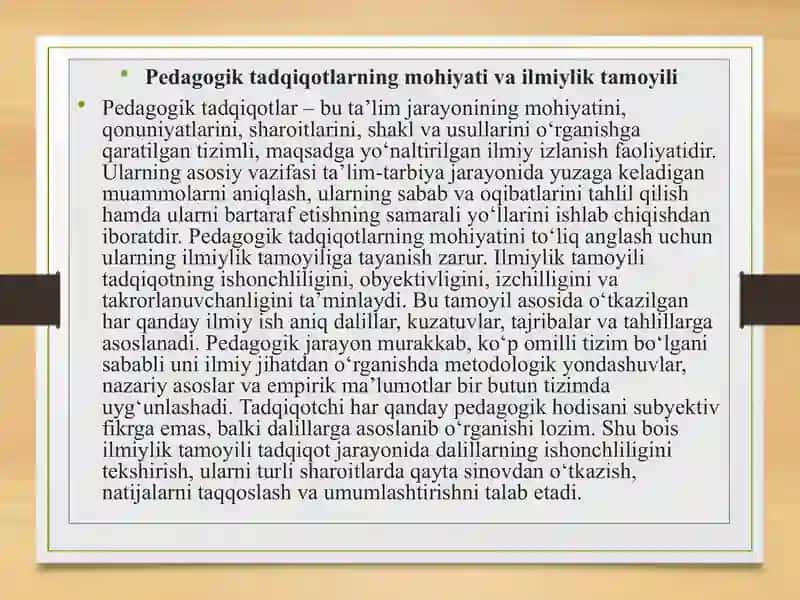 Pedagogik tadqiqotlarda ilmiy dalillar va ularning roli 2