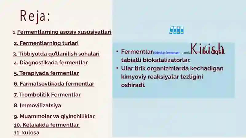 Fermentlarning Tibbiyotda Qo‘llanilishi 2