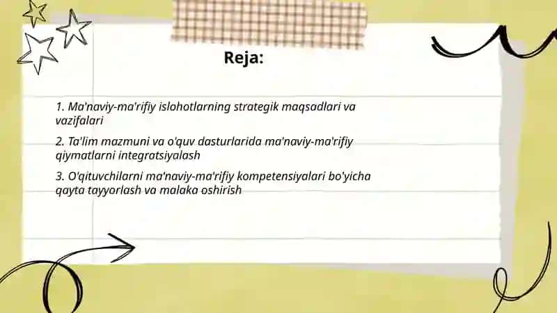 Ma'naviy va marifiy sohada islohotlarni amalga oshirish 2