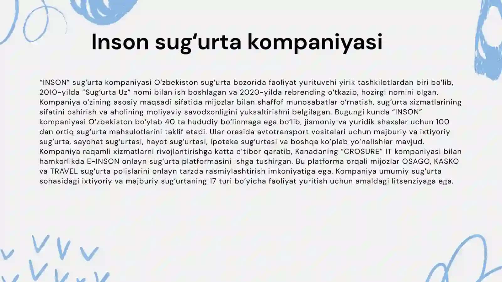 INSON Sugʻurta Kompaniyasi swot tahlili 2