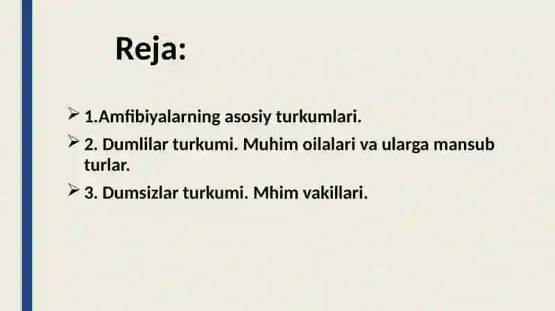 Suvda hamda quruqlikda yashovchilar sinfi sistematikasi. 2