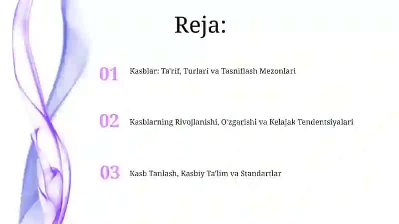 Kasblar va ularning klassifikatsiyasi 2