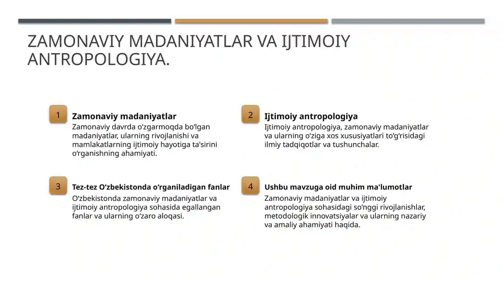 Zamonaviy madaniyatlar va ijtimoiy antropologiya 2