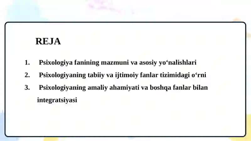 Psixologiyaning fanlar tizimidagi o‘rni 2