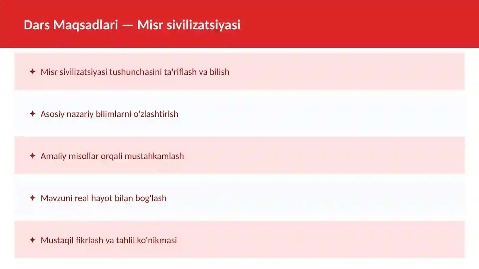 Qadimgi Sharq - Misr sivilizatsiyasi Dars Ishlanmasi 2