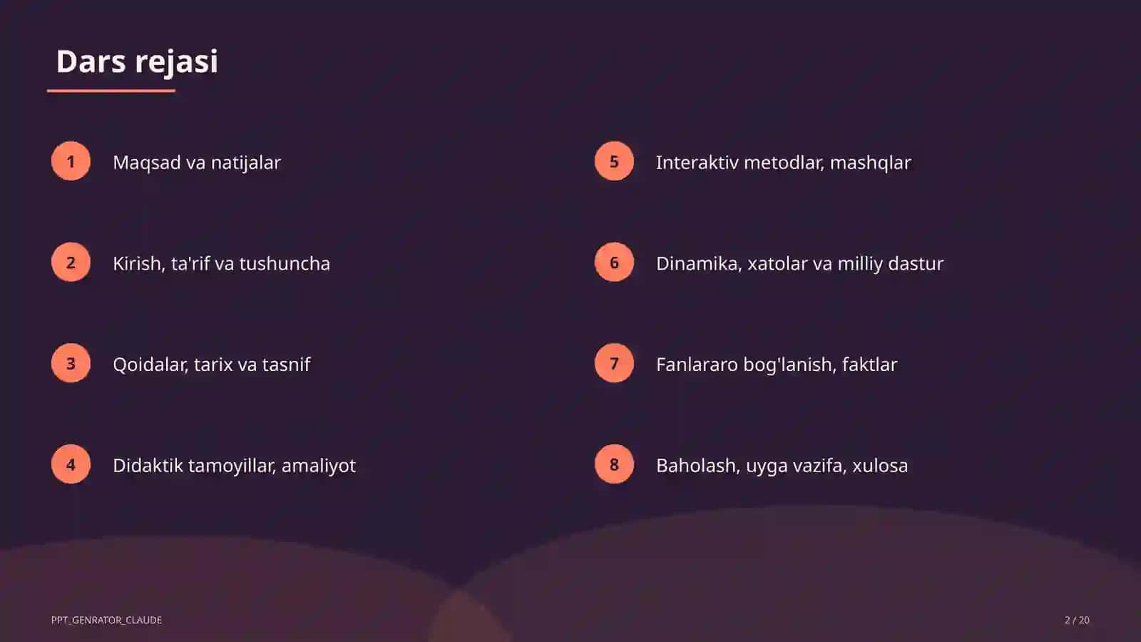 Ochiq darsga tayyorgarlik 2