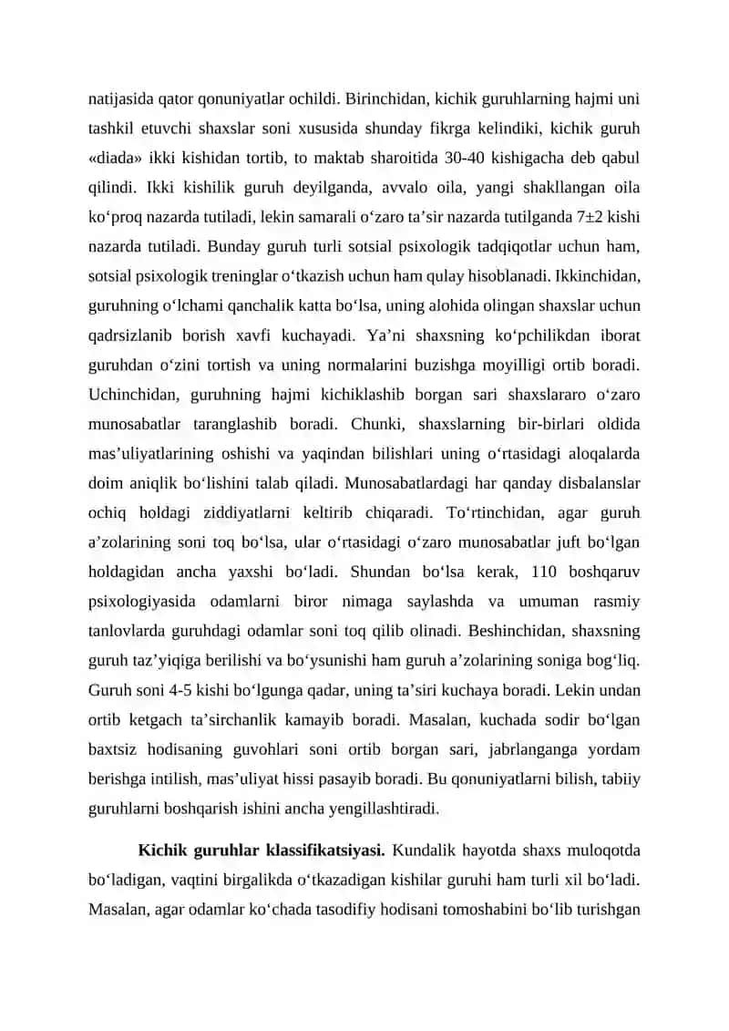 KICHIK GURUHLAR PSIXOLOGIYASI 2
