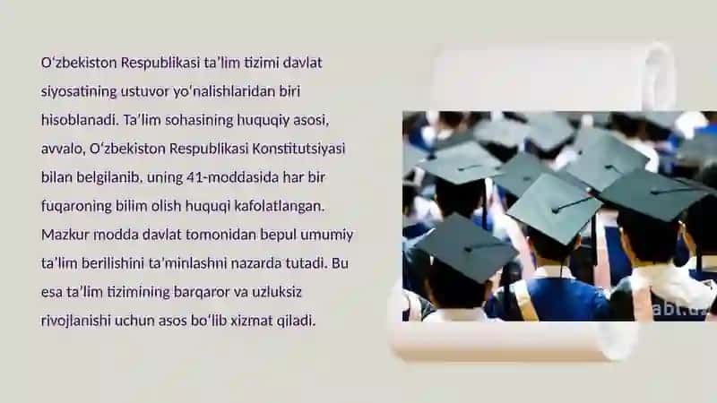 Oʻzbekiston Respublikasi ta'lim tizimi 2