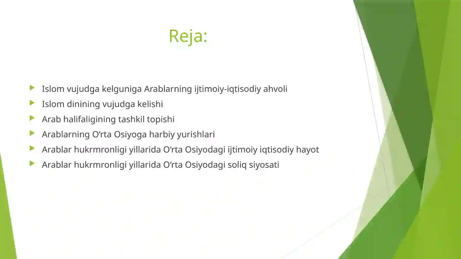 O‘rta Osiyo xududlarining arablar tomonidan bosib olinishi 2