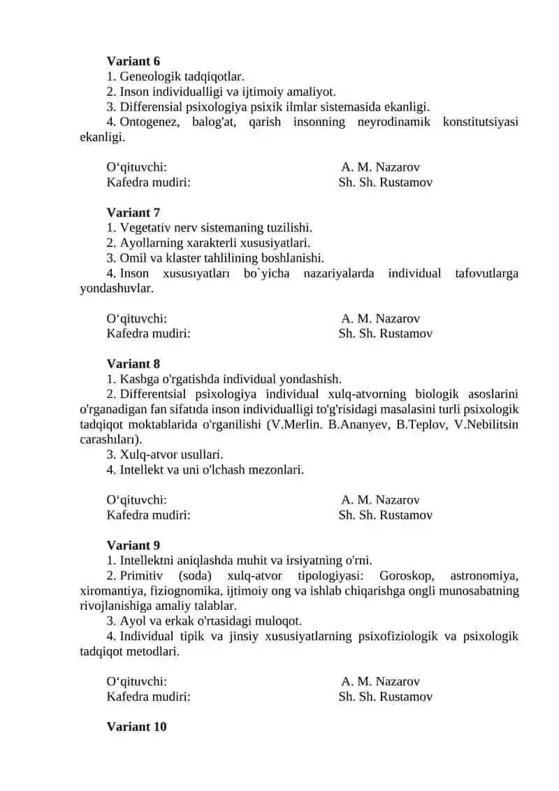 Differentsial psixologiya metodologiyasi 2