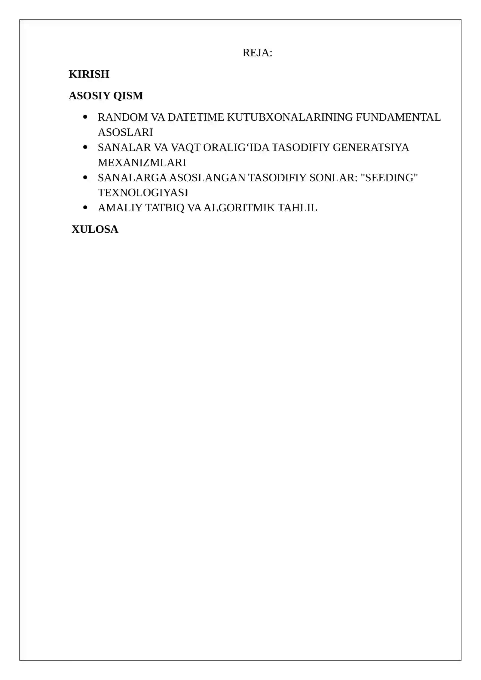 Random va Datetime kutubxonalari integratsiyasi:sanalarga asoslangan tasodifiy sonlar 2