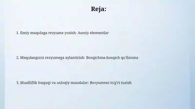 Ilmiy maqolaga rezyume tuzish 2