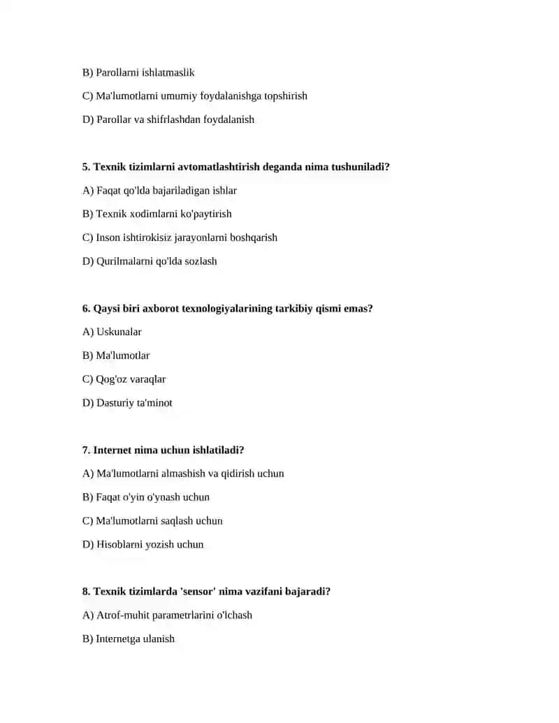 Texnik tizimlarda axborot texnologiyalari 2