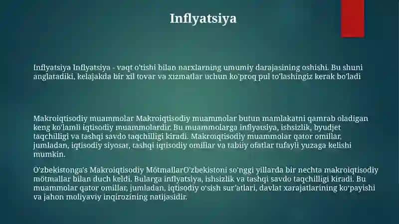O’Zbekistonga Makroiqtisodiy Muammolar 2