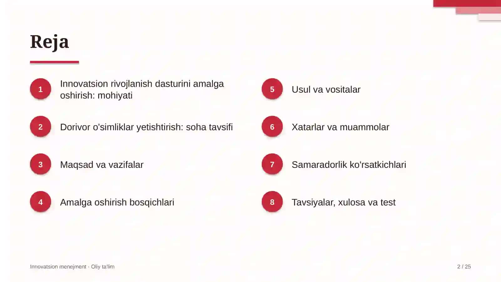 Innovatsion menejment · Oliy ta'lim 2