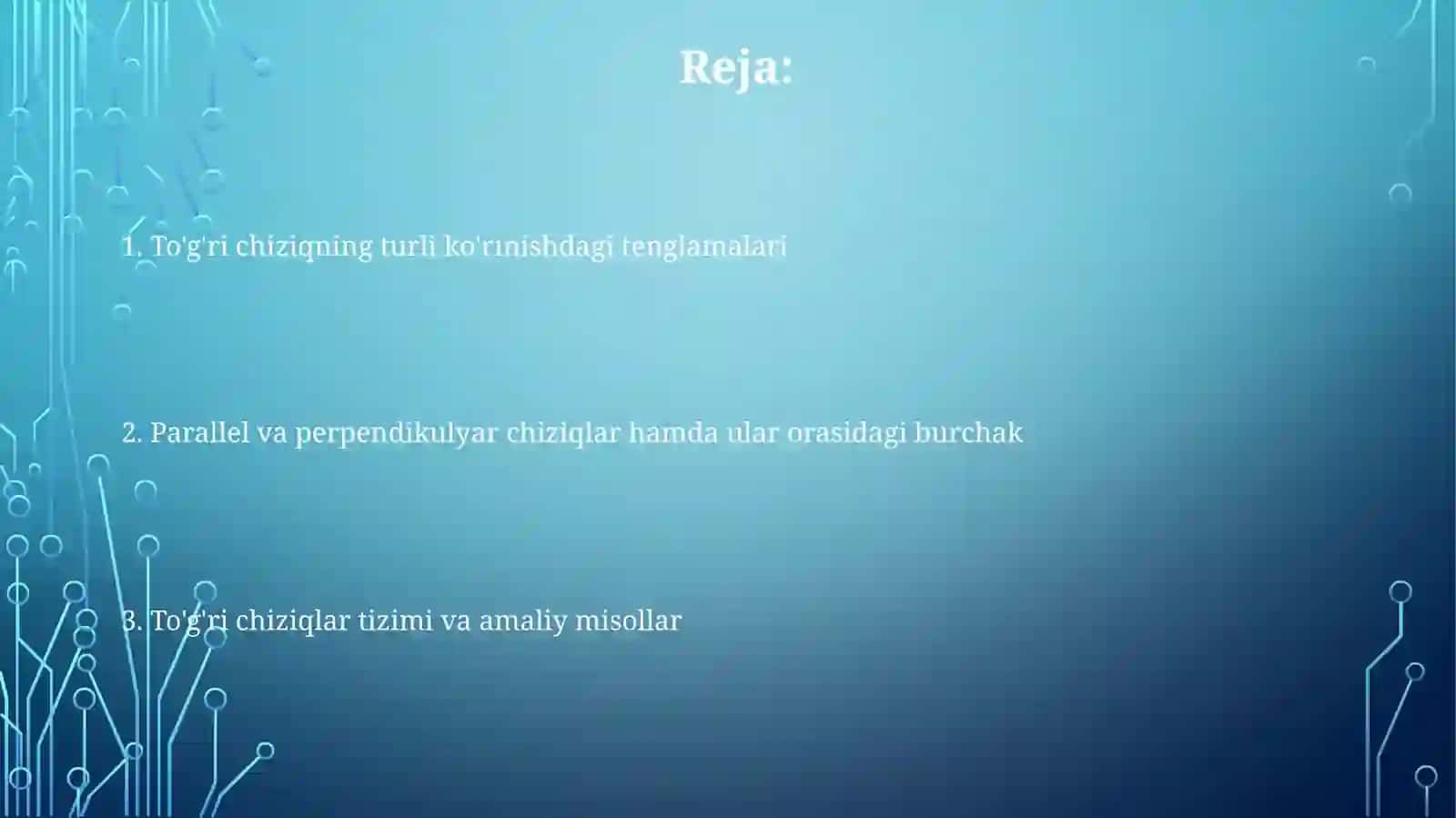 Tekislikda toʻgʻri chiziq tenglamalari 2