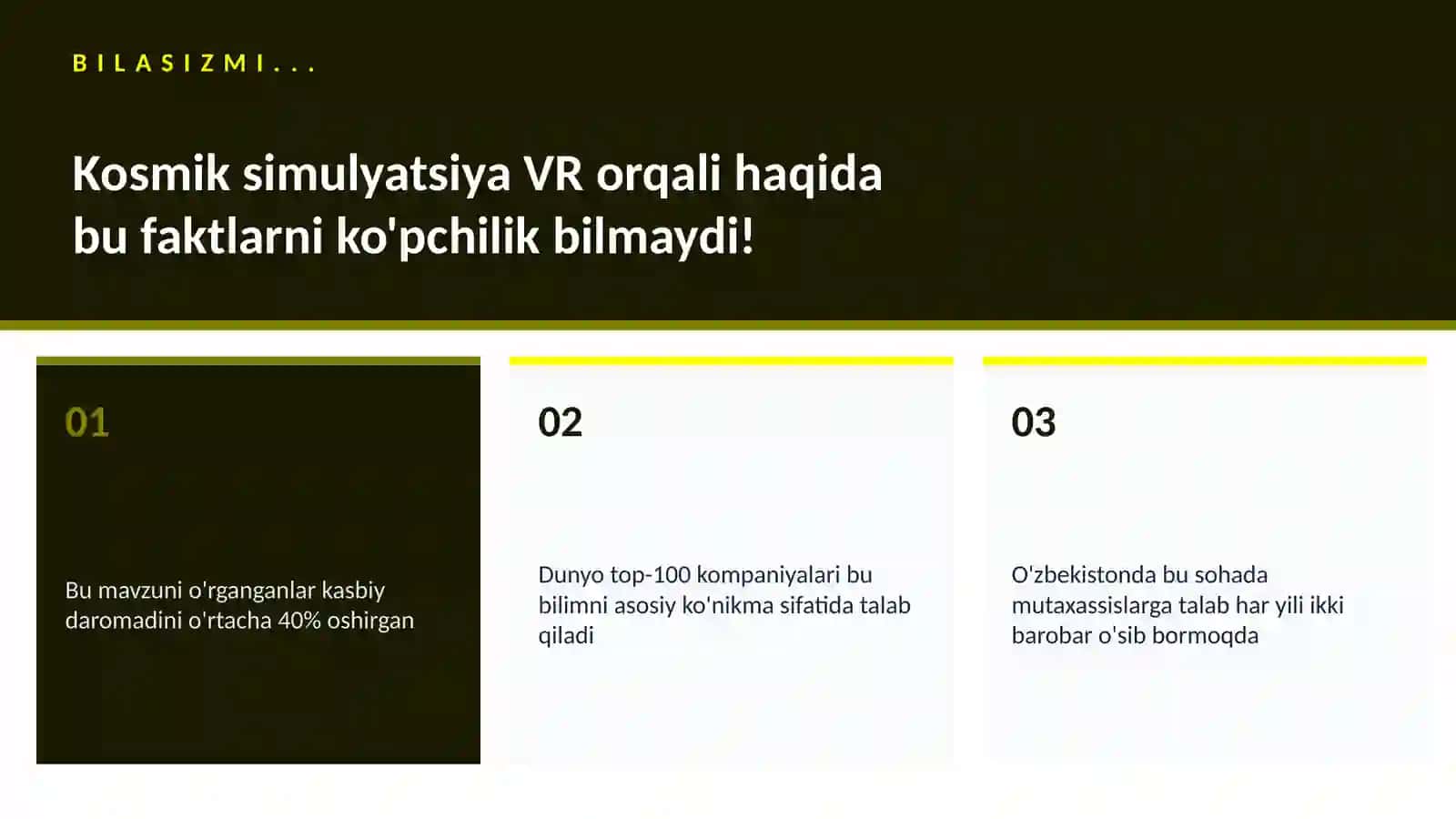 Kosmik simulyatsiya VR orqali 2