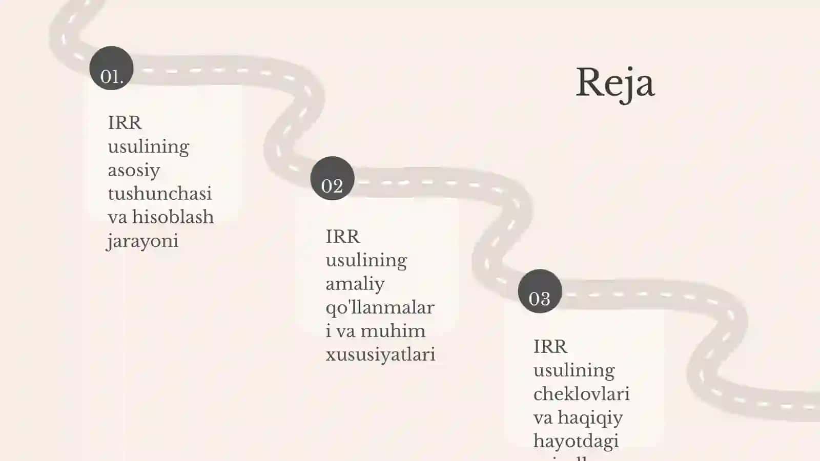 Ichki daromadlilik normasi (IRR) usuli 2