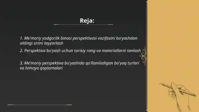 Me'moriy yodgorlik binosi perspektivasi vazifasini bo'yashni tugatish va topshirish 2
